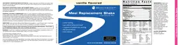 Label for Meal Replacement Shake Vanilla Flavored
