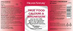 Label for True Food Calcium & Magnesium