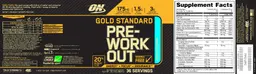 Label for Gold Standard Pre-Workout Blueberry Lemonade
