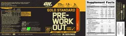 Label for Gold Standard Pre-Work Out Fruit Punch
