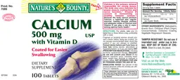 Label for Calcium 500 mg With Vitamin D