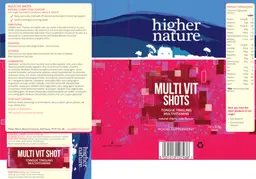 Label for Multi Vit Shots Natural Cherry Cola Flavor