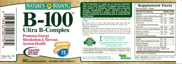 Label for B-100 Ultra B-Complex