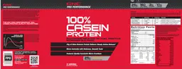 Label for 100% Casein Protein Chocolate Peanut Butter