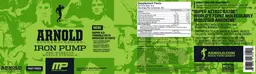 Label for Arnold Schwarzenegger Iron Pump Fruit Punch
