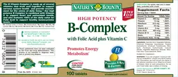 Label for High Potency B-Complex With Folic Acid Plus Vitamin C