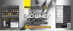 Label for Platium 100% Iso-Whey Peanut Butter Chocolate Twist