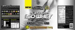 Label for Platium 100% Iso-Whey Gourmet Milk Chocolate
