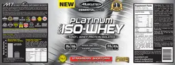 Label for Platium 100% Iso-Whey Strawberry Shortcake