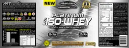 Label for Platinum 100% Iso-Whey Gourmet Milk Chocolate