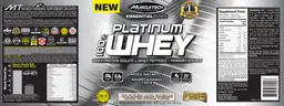 Label for Platium 100% Whey Cookies And Cream