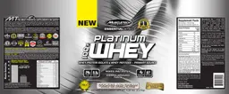 Label for Platium 100% Whey Cookies And Cream