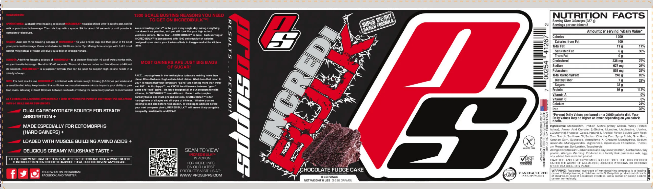 Label for Incredibulk Chocolate Fudge Cake