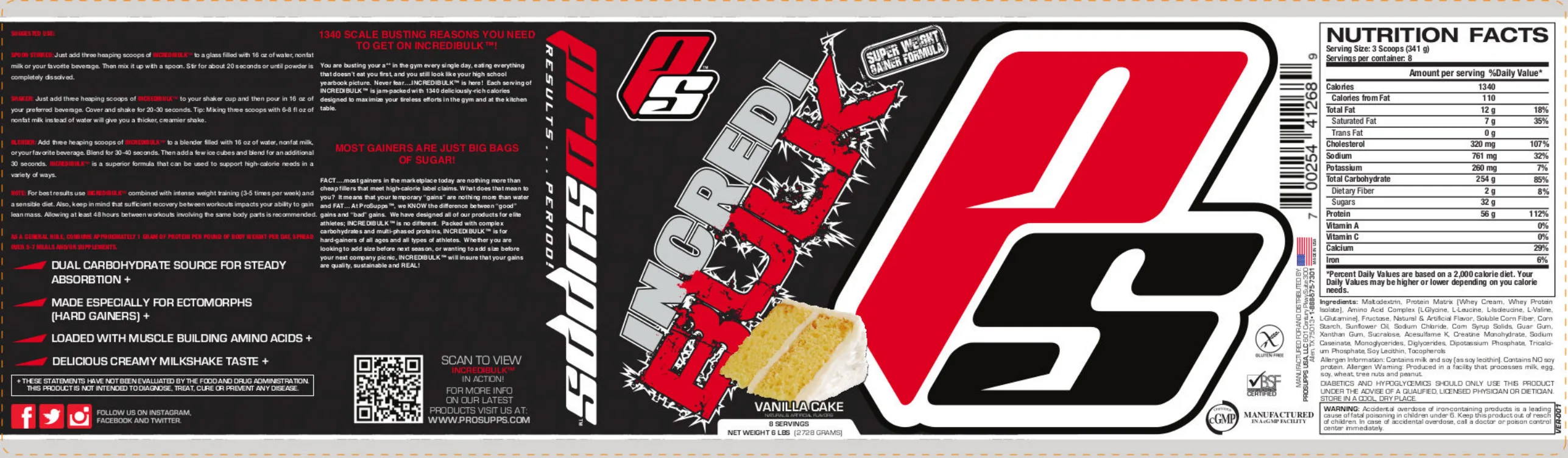 Label for Incredibulk Vanilla Cake