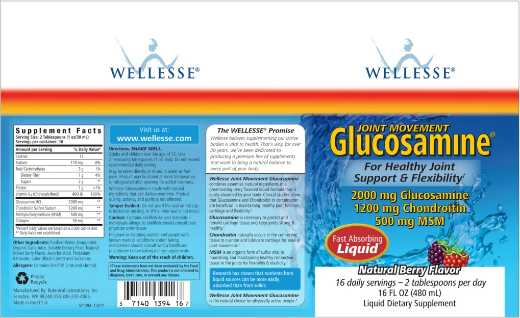 Label for Joint Movement Glucosamine Natural Berry Flavor