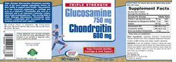 Label for Triple Strength Glucosamine 750 mg Chondroitin 600 mg