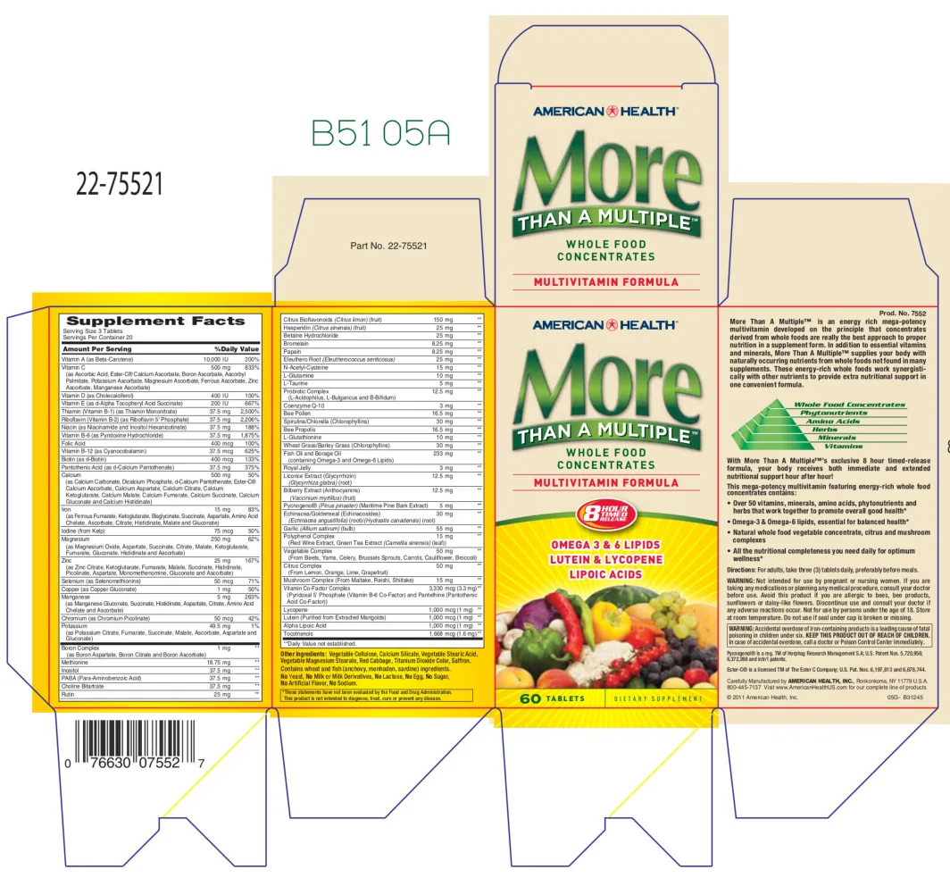 Label for More Than A Multiple Multivitamin Formula
