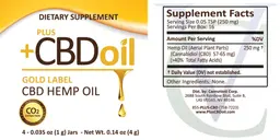 Label for Plus +CBD Oil Gold Label