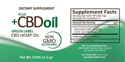 Label for Plus +CBD Oil Green Label