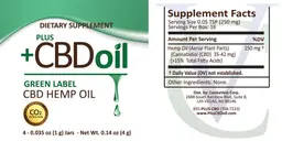 Label for Plus +CBD Oil Green Label