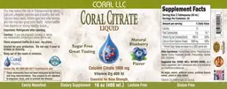 Label for Coral Citrate Liquid Natural Blueberry Flavor