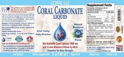 Label for Coral Carbonate Liquid Natural Blueberry Flavor