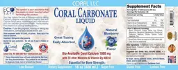 Label for Coral Carbonate Liquid Natural Blueberry Flavor