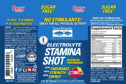 Label for Electrolyte Stamina Shot Berry