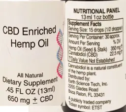 Label for CBD Enriched Hemp Oil
