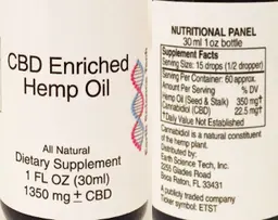Label for CBD Enriched Hemp Oil