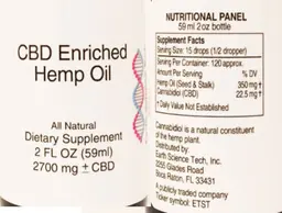 Label for CBD Enriched Hemp Oil