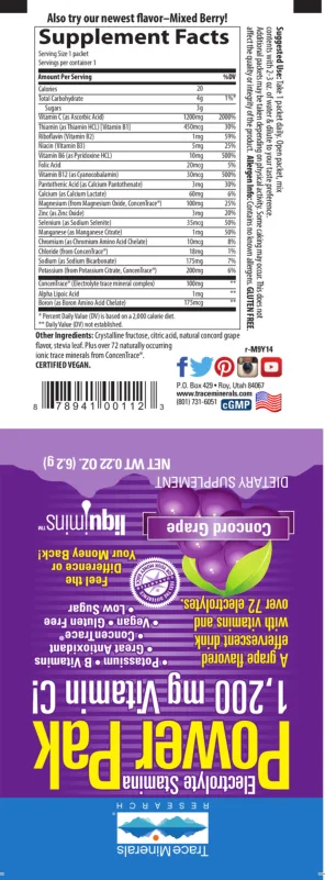 Label for Power Pak Concord Grape