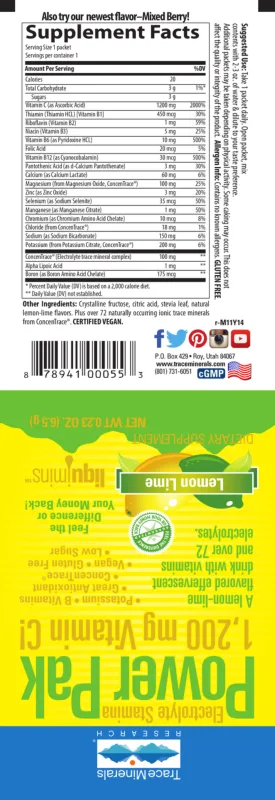 Label for Power Pak Lemon Lime