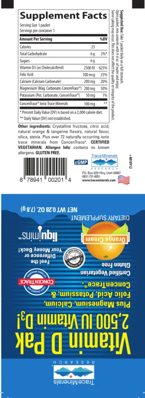 Label for Vitamin D Pak Orange Cream
