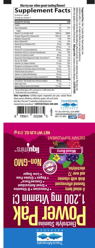 Label for Power Pak Mixed Berry