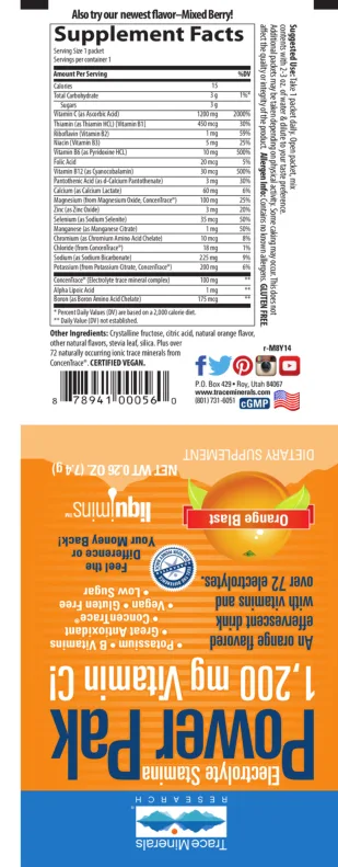 Label for Power Pak Orange Blast