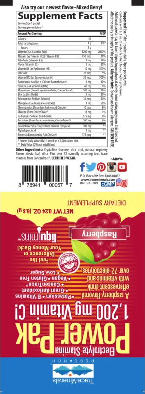 Label for Power Pak Raspberry