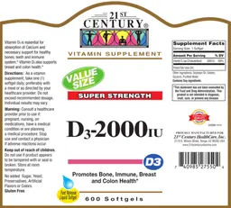 Label for Super Strength D3-2000 IU