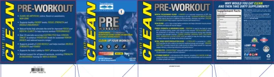 Label for Clean Pre Workout Raspberry Lemonade Flavor