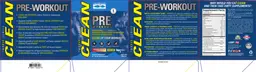 Label for Clean Pre Workout Raspberry Lemonade Flavor
