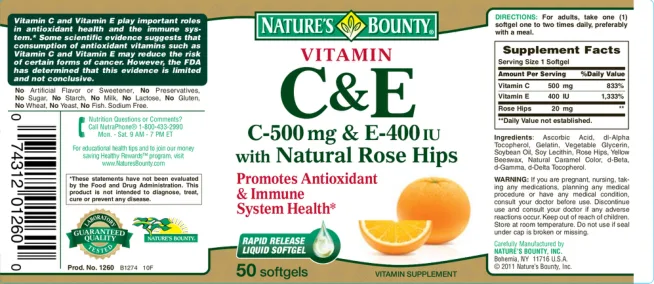 Label for Vitamin C & E