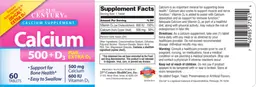 Label for Calcium 500 + D3 Plus Extra D3