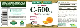 Label for Vitamin C-500 mg Plus Rose Hips