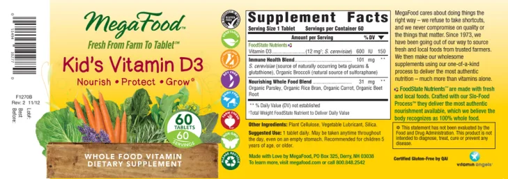 Label for Kid's Vitamin D3
