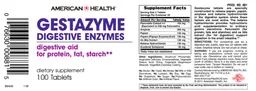 Label for Gestazyme Digestive Enzymes