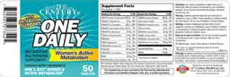 Label for One Daily Women's Active Metabolism