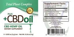 Label for Plus +CBD Oil