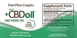 Label for Total Plant Complex Plus +CBD Oil