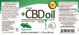 Label for Plus +CBD Oil Spray Peppermint