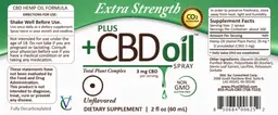 Label for Plus +CBD Oil Spray Unflavored